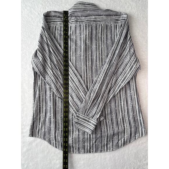 Bugatchi Uomo Shirt Men Size Large Black Paisley Stripe 100% Cotton Button Down - Picture 5 of 7